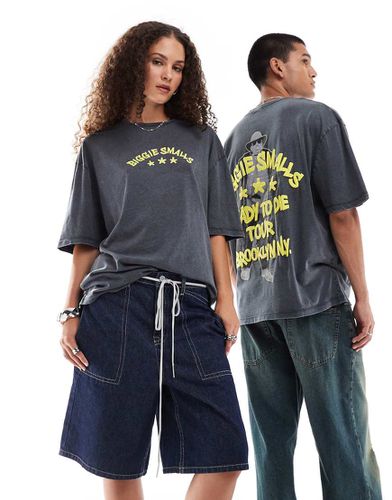 T-shirt unisex oversize slavato con grafiche "Biggie Smalls" in rilievo - ASOS DESIGN - Modalova