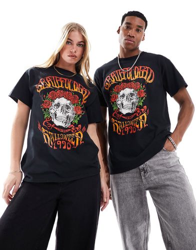 T-shirt unisex nera con stampa con teschio dei Grateful Dead - ASOS DESIGN - Modalova