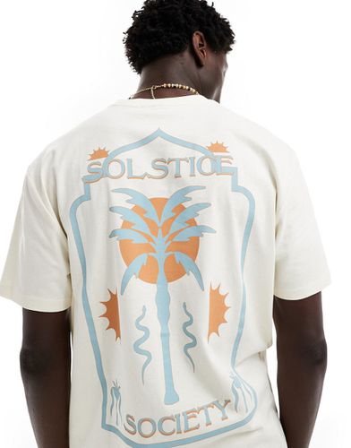 T-shirt vestibilità comoda sporco con stampa "Solstice Society" sulla schiena - ASOS DESIGN - Modalova