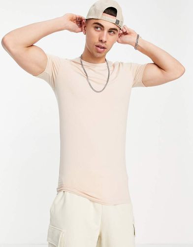 T-shirt attillata girocollo beige - BEIGE - ASOS DESIGN - Modalova