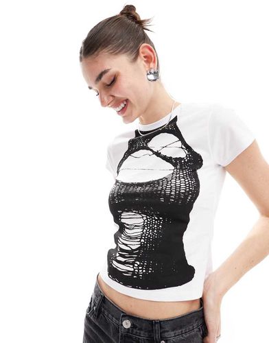 T-shirt baby bianca con grafica a maglia - ASOS DESIGN - Modalova