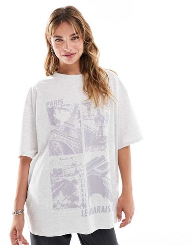 T-shirt boyfriend ghiaccio mélange con grafica fotografica di Parigi - ASOS DESIGN - Modalova