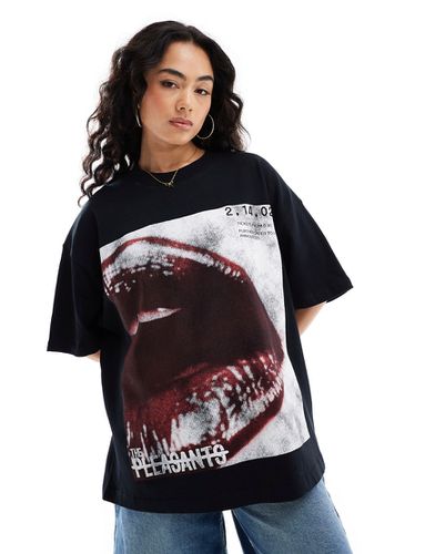 T-shirt boyfriend nera con stampa fotografica di labbra - ASOS DESIGN - Modalova