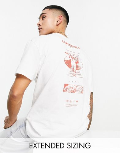 T-shirt comoda bianco sporco con stampa di cherubino rossa al centro della schiena - ASOS DESIGN - Modalova