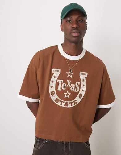 T-shirt crop top oversize à motif western et bords contrastants - Asos Design - Modalova