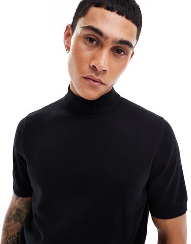 T-shirt dolcevita nera in maglia leggera di cotone - ASOS DESIGN - Modalova