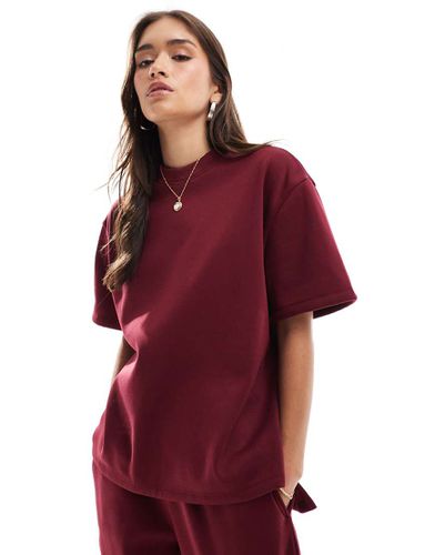 T-shirt felpata oversize bordeaux in coordinato - ASOS DESIGN - Modalova