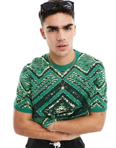 T-shirt in maglia con stampa azteca vestibilità comoda - ASOS DESIGN - Modalova