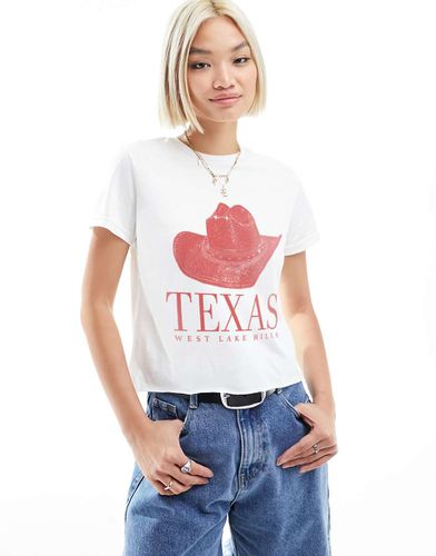 T-shirt mini bianca con grafica "Texas" con cappello da cowboy - ASOS DESIGN - Modalova