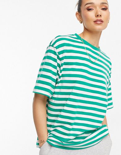 T-shirt oversize testurizzata verde e color crema a righe - ASOS DESIGN - Modalova