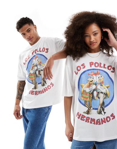 T-shirt oversize unisex bianca con stampa Los Pollos di Breaking Bad sul davanti - ASOS DESIGN - Modalova