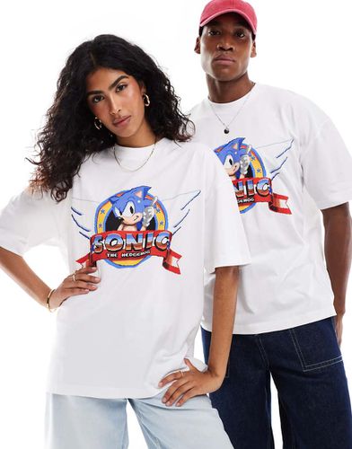 T-shirt oversize unisex bianca con stampa "Sonic The Hedgehog" - ASOS DESIGN - Modalova