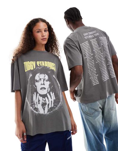 T-shirt oversize unisex antracite con stampa "Bowie" - ASOS DESIGN - Modalova