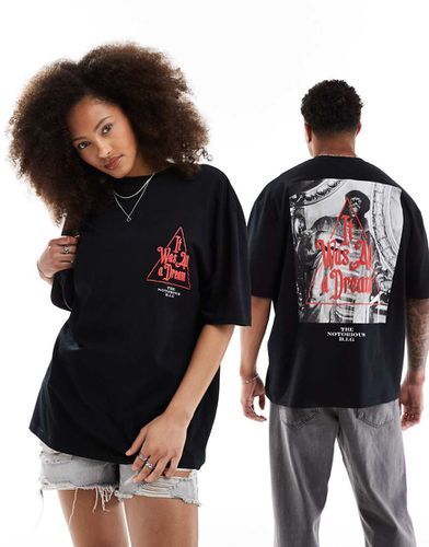 T-shirt oversize unisex nera con stampa "Biggie Smalls" in rilievo su licenza - ASOS DESIGN - Modalova