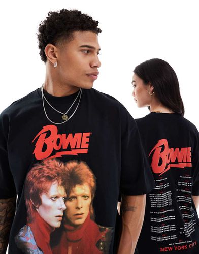 T-shirt oversize unisex nera con stampa di David Bowie su licenza - ASOS DESIGN - Modalova