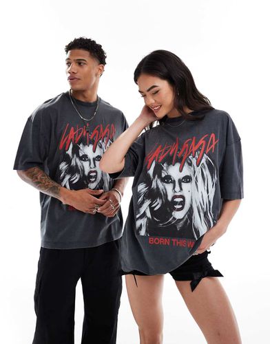 T-shirt oversize unisex slavato con stampa Born This Way di Lady Gaga - ASOS DESIGN - Modalova