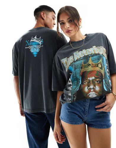 T-shirt oversize unisex slavato con stampa di Biggie Smalls - ASOS DESIGN - Modalova