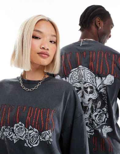 T-shirt oversize unisex slavato con stampe su licenza del tour dei Guns N' Roses - ASOS DESIGN - Modalova