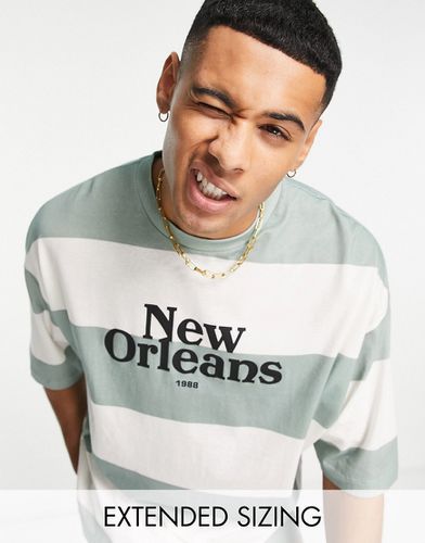 T-shirt oversize a righe con stampa "New Orleans, colore blu" - ASOS DESIGN - Modalova