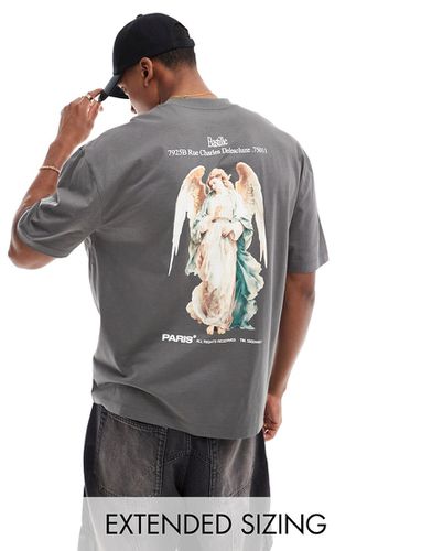 T-shirt oversize antracite con stampa rinascimentale sul retro - ASOS DESIGN - Modalova