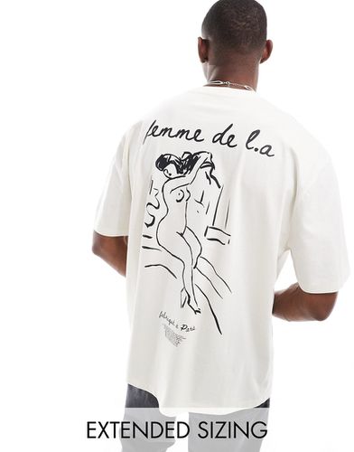 T-shirt oversize bianca con motivo stilizzato sul retro - ASOS DESIGN - Modalova