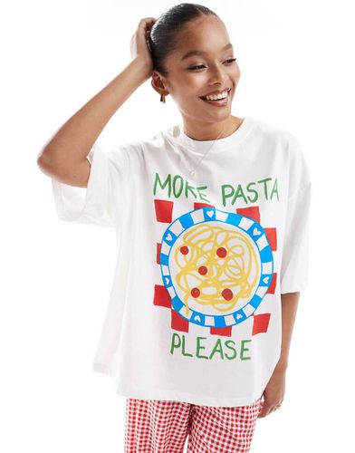 T-shirt oversize bianca con grafica con pasta - ASOS DESIGN - Modalova