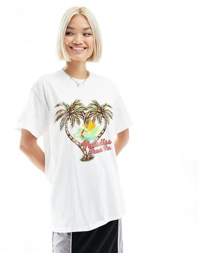 T-shirt oversize bianca con grafica "Beach Bar" - ASOS DESIGN - Modalova