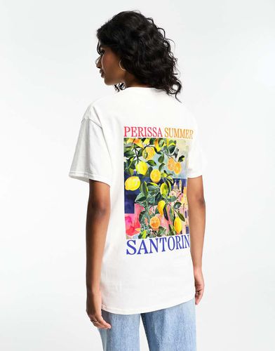 T-shirt oversize bianca con grafica Santorini - ASOS DESIGN - Modalova