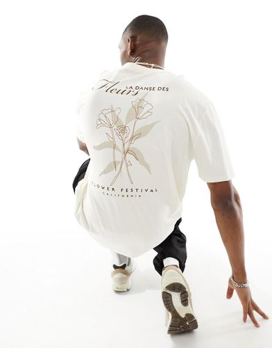 T-shirt oversize bianca con stampa a fiori sul retro - ASOS DESIGN - Modalova