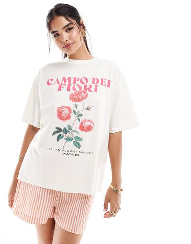 T-shirt oversize bianca con stampa "Campo dei fiori" - ASOS DESIGN - Modalova