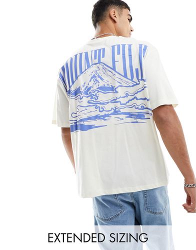 T-shirt oversize bianca con stampa di montagna sul retro - ASOS DESIGN - Modalova