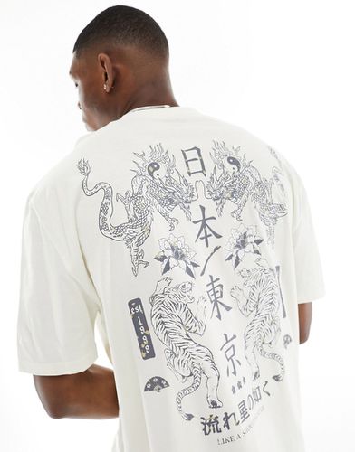T-shirt oversize bianca con stampa di souvenir sul retro - ASOS DESIGN - Modalova
