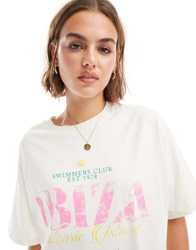 T-shirt oversize bianca con stampa "Ibiza" - ASOS DESIGN - Modalova