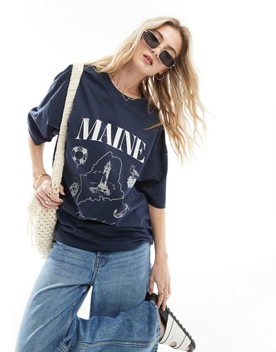 T-shirt oversize con grafica "Maine" slavato - ASOS DESIGN - Modalova