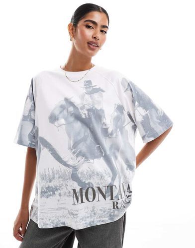 T-shirt oversize con stampa "Montana" e cavallo - ASOS DESIGN - Modalova