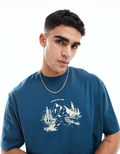 T-shirt oversize con stampa di montagne sul davanti - ASOS DESIGN - Modalova