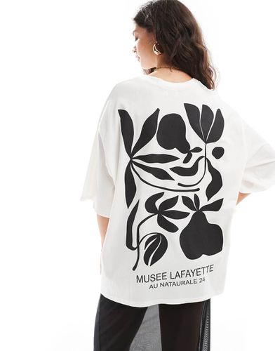 T-shirt oversize color crema con stampa d'arte del Musée Lafayette - ASOS DESIGN - Modalova