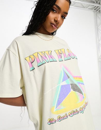 T-shirt oversize color crema con stampa su licenza dei Pink Floyd - ASOS DESIGN - Modalova