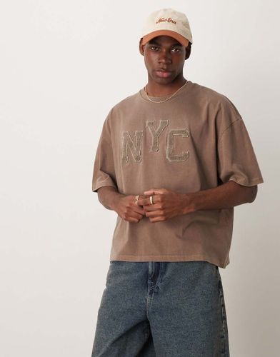 T-shirt oversize coupe carrée avec appliqué grunge - Asos Design - Modalova
