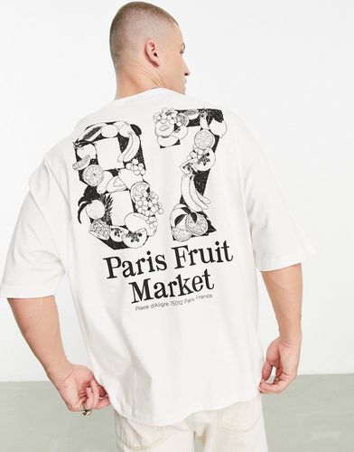 T-shirt oversize écru con stampa di frutta sulla schiena - ASOS DESIGN - Modalova