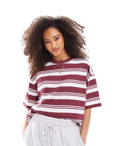 T-shirt oversize effetto fiammato color bordeaux a righe - ASOS DESIGN - Modalova