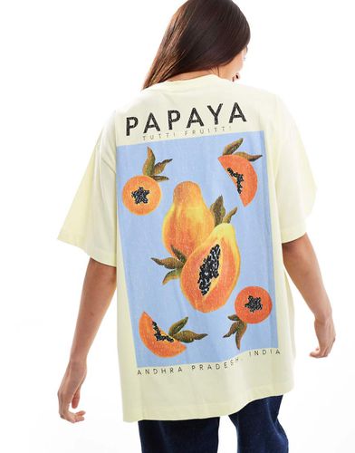 T-shirt oversize gialla con stampa di papaya - ASOS DESIGN - Modalova