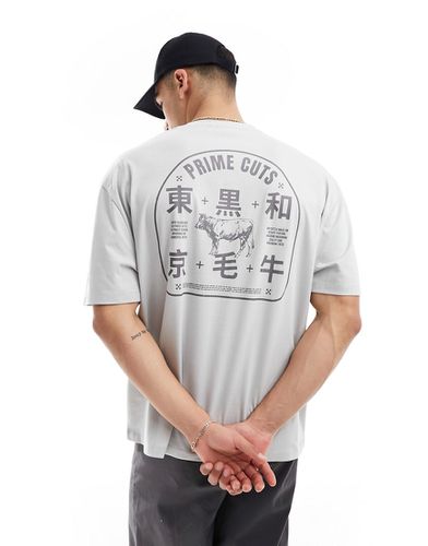 T-shirt oversize grigia con stampa stile souvenir con animale - ASOS DESIGN - Modalova