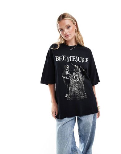 T-shirt oversize nera con grafica "Beetlejuice" - ASOS DESIGN - Modalova