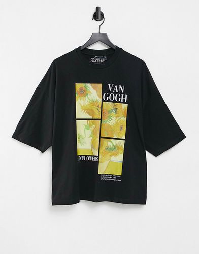 T-shirt oversize nera con stampa Girasoli di Vincent Van Gogh - ASOS DESIGN - Modalova