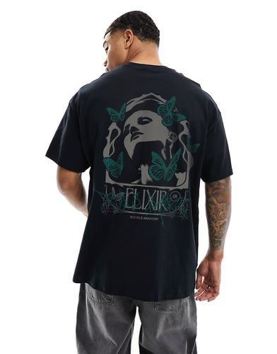 T-shirt oversize nera con stampa stile grunge sul retro - ASOS DESIGN - Modalova