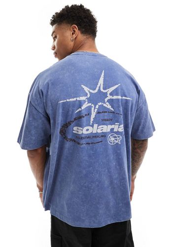 T-shirt oversize pesante blu slavato con stampa astrale sul retro - ASOS DESIGN - Modalova