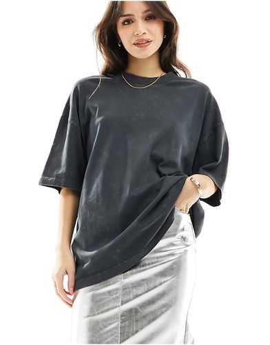 T-shirt oversize pesante taglio comodo color antracite slavato - ASOS DESIGN - Modalova
