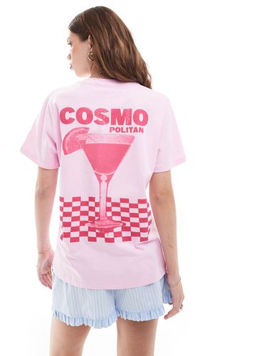 T-shirt oversize rosa con grafica "Cosmopolitan" con drink - ASOS DESIGN - Modalova