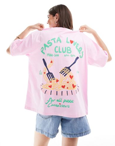T-shirt oversize con grafica "Pasta Lovers" - ASOS DESIGN - Modalova